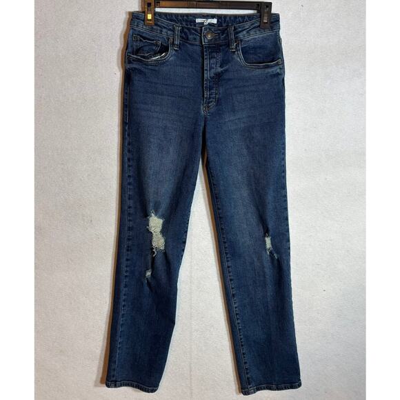 STS Blue Denim - STS Blue Cameron Ultra High Waist Button Fly Straight Leg Jeans Distressed Sz 27